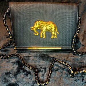 Eclectic Black & Gold Bag with Chain Strap
